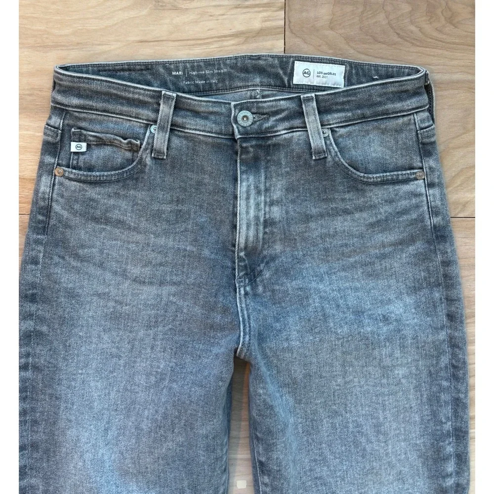 AG Adriano Goldschmied Mari High Rise Slim Straight Faded Grey Jeans 30 Stretch - Picture 7 of 13